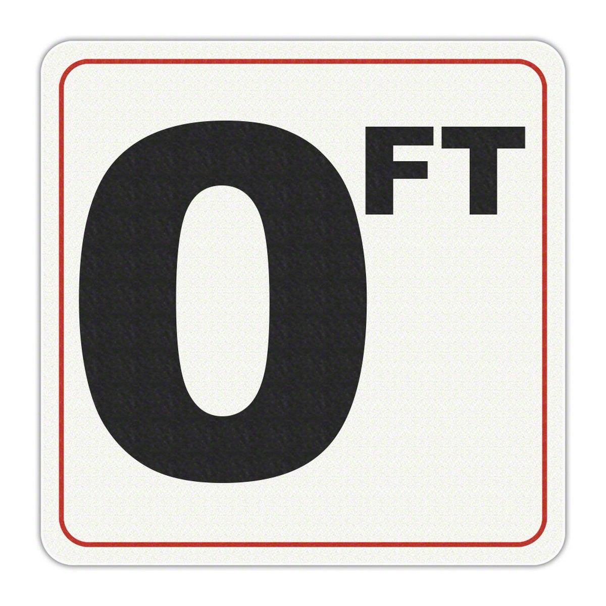 0 FT - Adhesive Depth Marker - 6 Inch x 6 Inch with 4 Inch Lettering