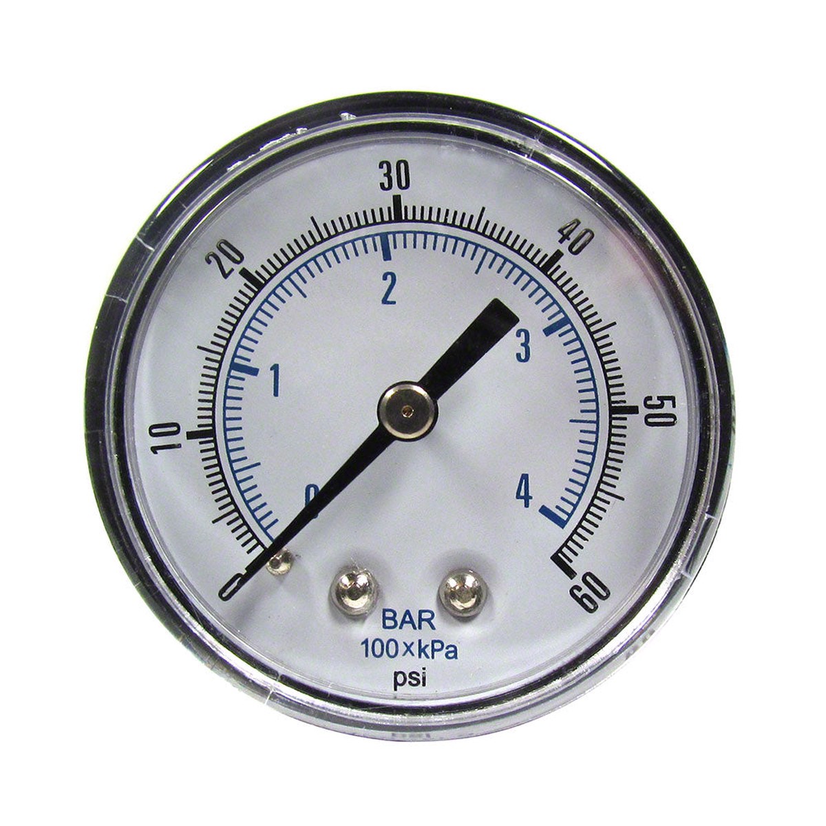 0 to 60 PSI Pressure Gauge - 1/4 Inch Back Mount - 2 Inch Face - Plastic Case