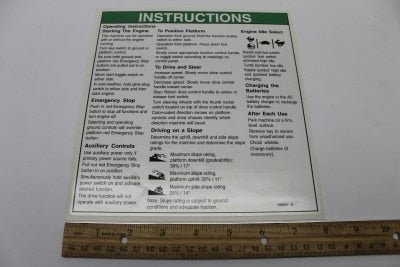 Genie Part # 1000027GT – Decal, Instr, Op Inst, Bi