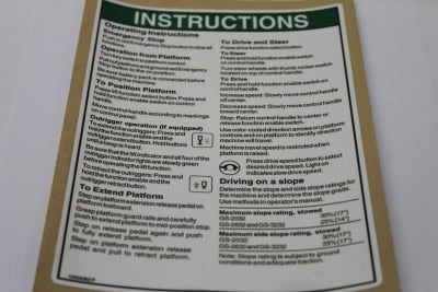 Genie Part # 1000062GT – Decal, Instruct-Op Gen5, GS-32