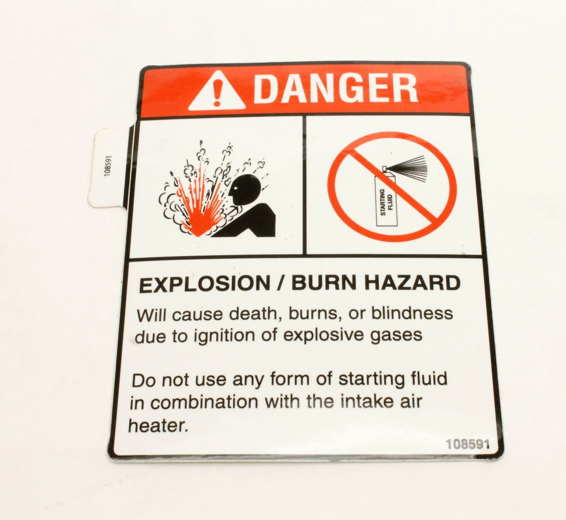 Genie Part # 108591GT – Decal, Danger, Starting Fluid