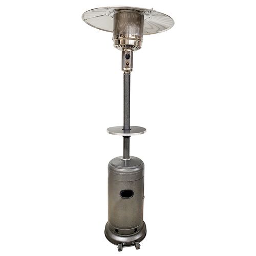 Silver Hammered Patio Heater with Cover & Table 48,000 BTU