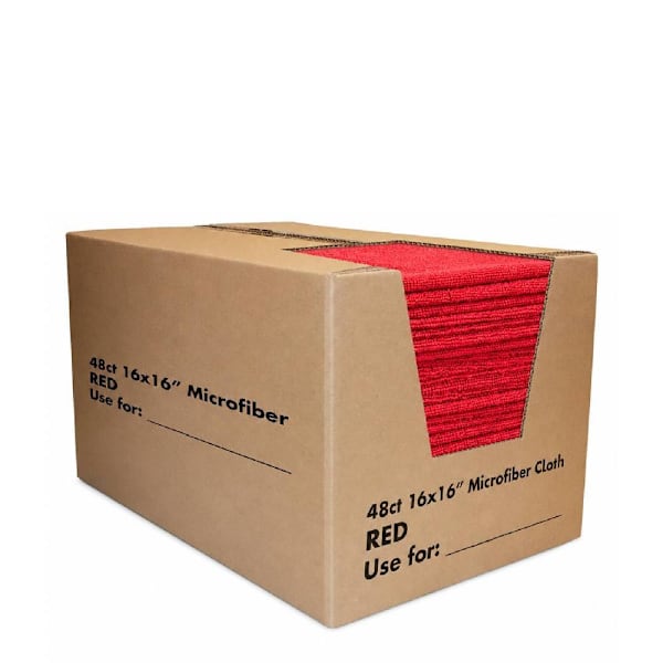 Renown Absorbent Microfiber Cleaning Towel, Red, GSM 300, Case Of 48