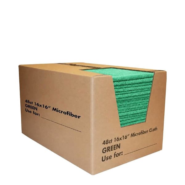 Renown Absorbent Microfiber Cleaning Cloth, Green, GSM 300, Case Of 48