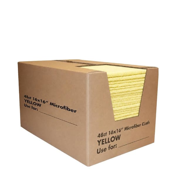 Renown Absorbent Microfiber Cleaning Cloth, Yellow, GSM 300, Case Of 48