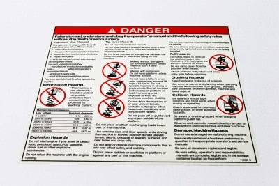Genie Part # 114386GT – Decal,Danger-Gen Safety