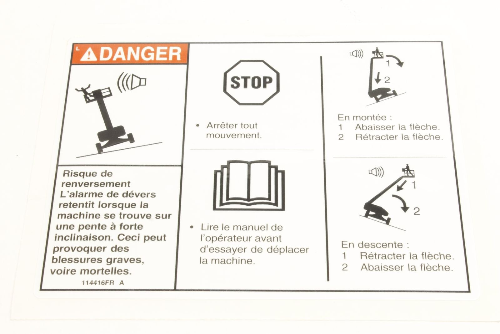 Genie Part # 114416FRGT – Decal, Danger, Tipover, Tilt