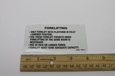 Genie Part # 12463GT – Decal, Fork Lifting Boom