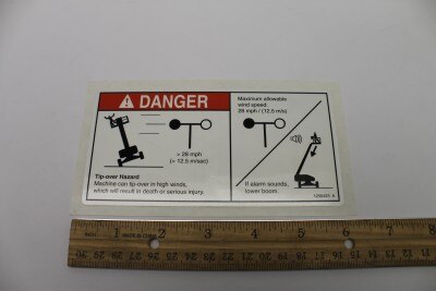 Genie Part # 1256423GT – Decal, Danger, Tip-Over Hazard Anemometer