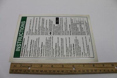 Genie Part # 1257190GT – Decal, Op Inst, Plat, GS46, Aus