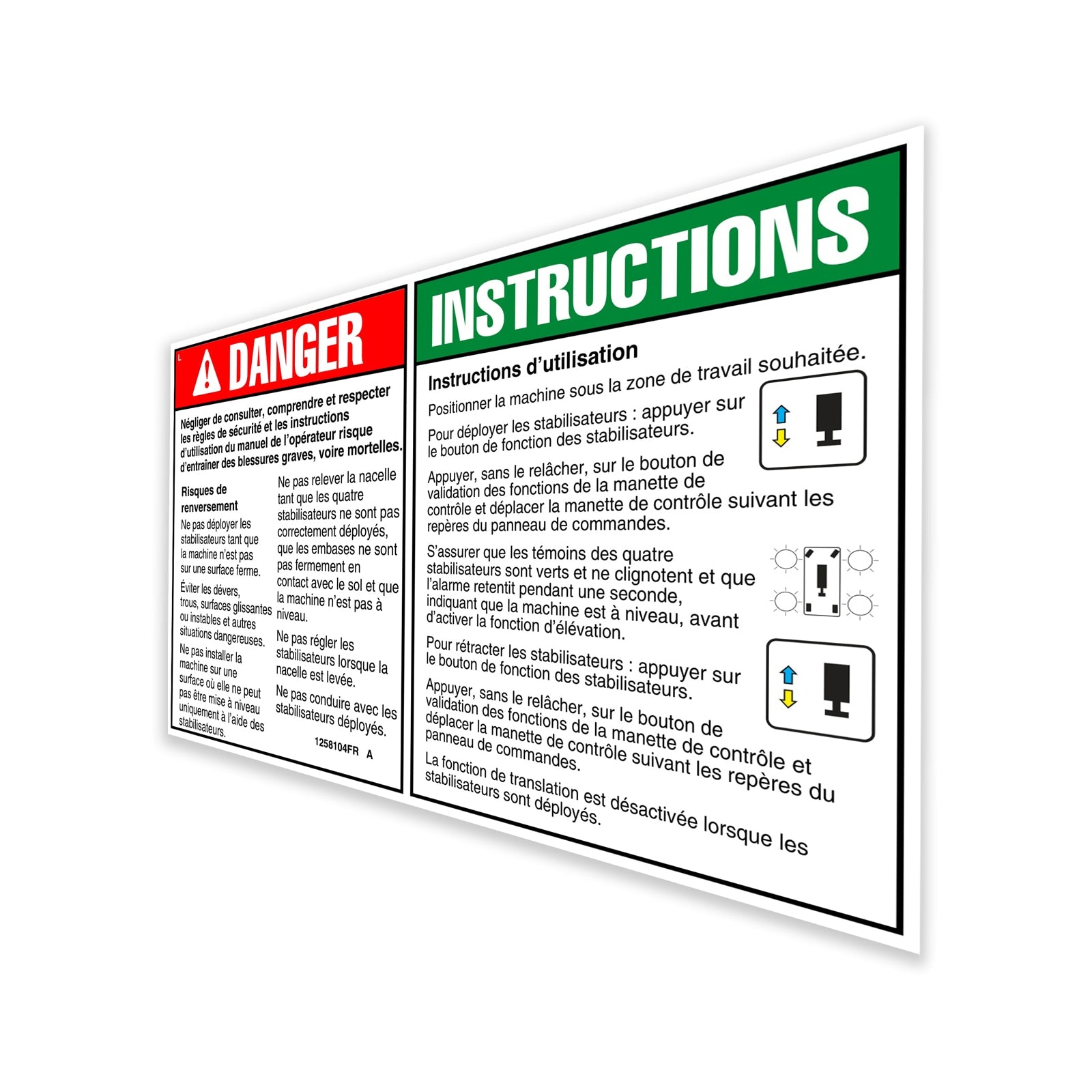 Genie Part # 1258104FRGT – Decal, Danger, Outrigger Safety