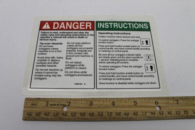 Genie Part # 1258104GT – Decal, Danger, Outrigger Safety