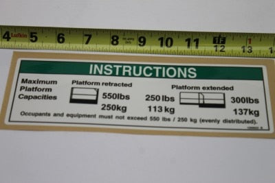 Genie Part # 1259923GT – Decal, Instr-Max Cap