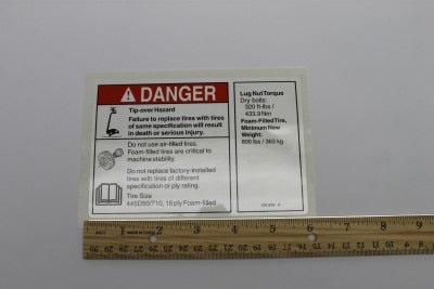 Genie Part # 1261816GT – Decal, Danger/Notice, Tirespecs