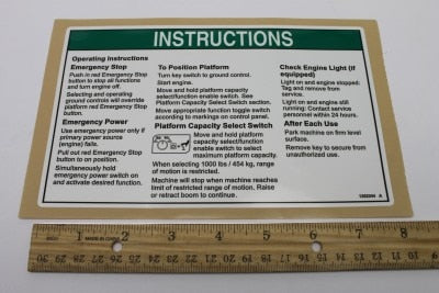 Genie Part # 1262344GT – Decal, Operating Instructions
