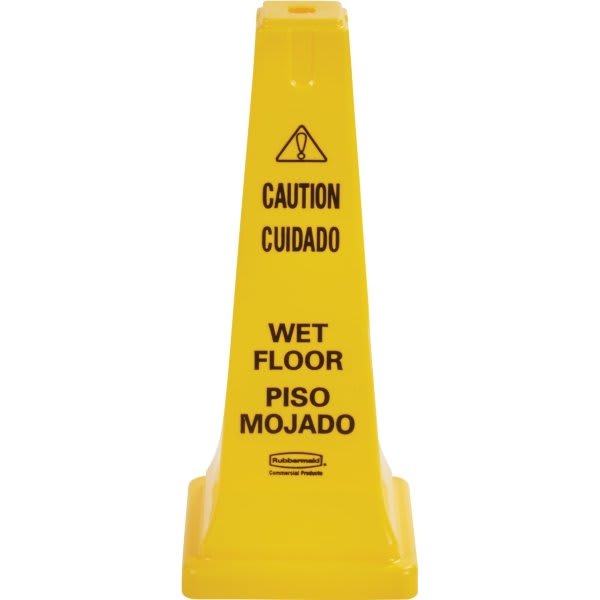 Rubbermaid Commercial 25 in. Safety/Caution Cone, Wet Floor, Multilingual, 6-pack