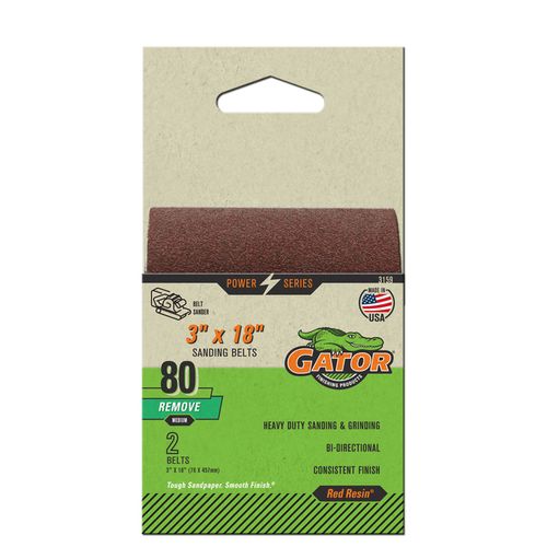 3" x 18" Gator Sanding Belts Medium 80 Grit (2 Pack)