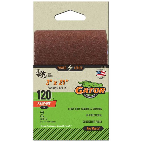 3" x 21" Gator Sanding Belts - Fine 120 Grit (2 Pack)