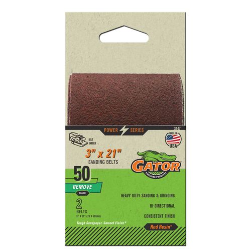 3" x 21" Gator Sanding Belts Coarse 50 Grit (2 Pack)