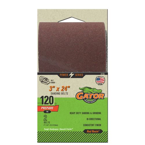 3" x 24" Gator Sanding Belts - Fine 120 Grit (2 Pack)
