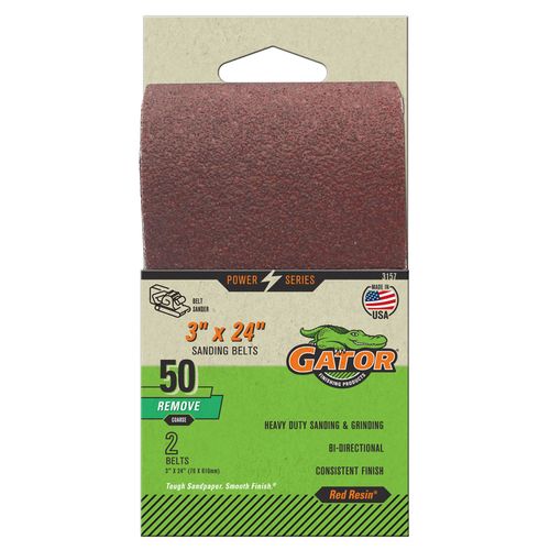 3" x 24" Gator Sanding Belts - Coarse 50 Grit (2 Pack)
