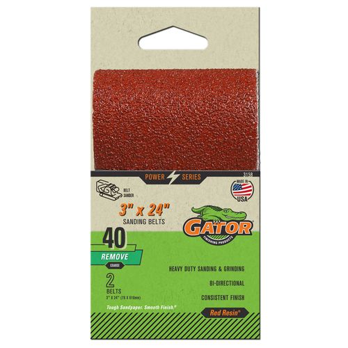 3" x 24" Gator Sanding Belts - Coarse 40 Grit (2 Pack)