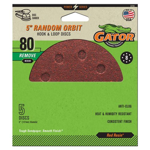 5" Gator Random Orbit Sanding Discs (Medium 80 Grit (5 Pack)