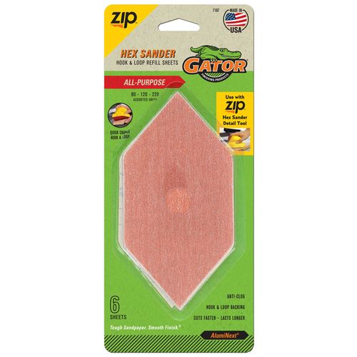 Zip Hex Sander Refill Sheets Assorted Grits (6 Sheets)