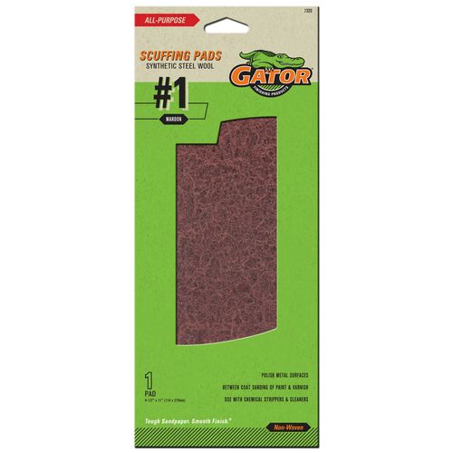 Gator Scuffing Pad (4-3/8" X 11") Synthetic Steel Wool #1 Maroon