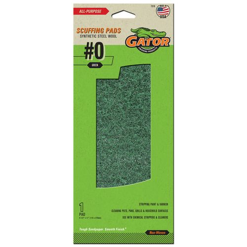 Gator Scuffing Pad (4-3/8" X 11") Synthetic Steel Wool #0 Green