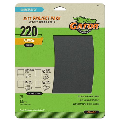 Wet Dry Sanding Sheets (Very Fine 220 Grit 9" x 11") 5 Sheets
