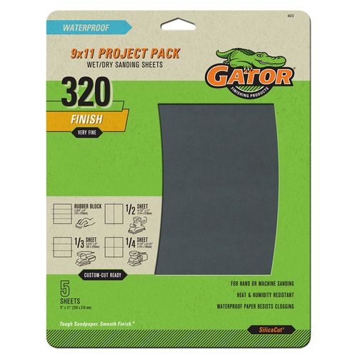Wet Dry Sanding Sheets (Very Fine 320 Grit 9" x 11") 5 Sheets