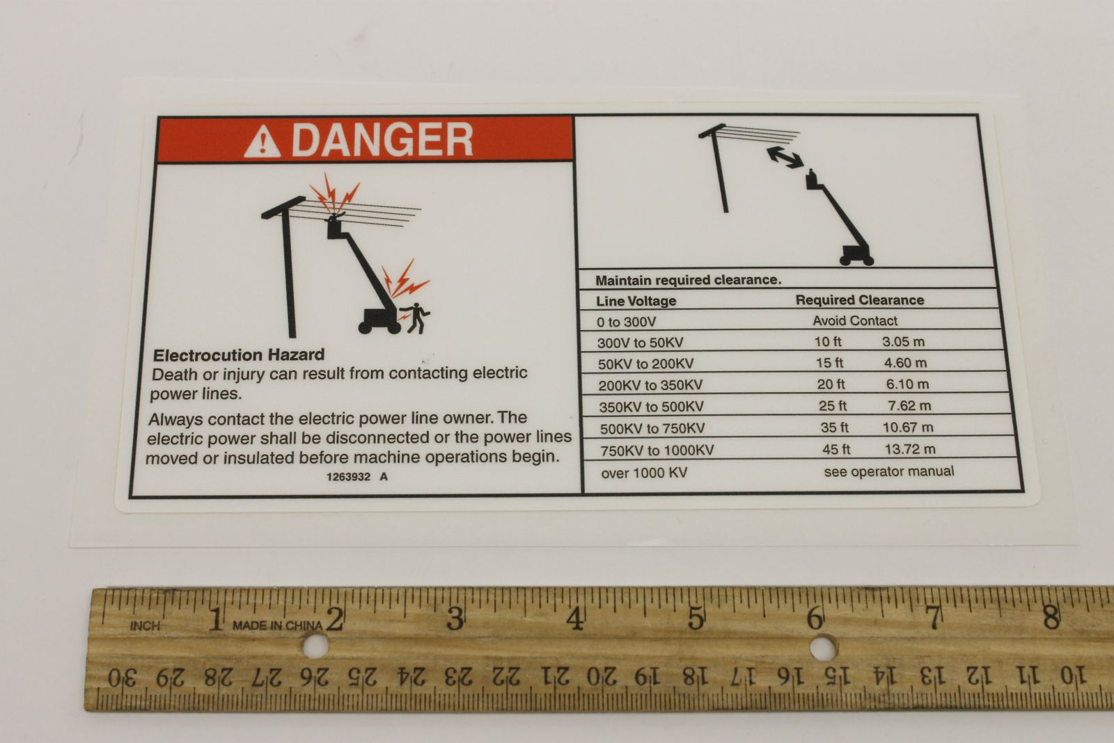 Genie Part # 1263932GT – Decal,Danger,Elec.Haz.,Plastic Cover