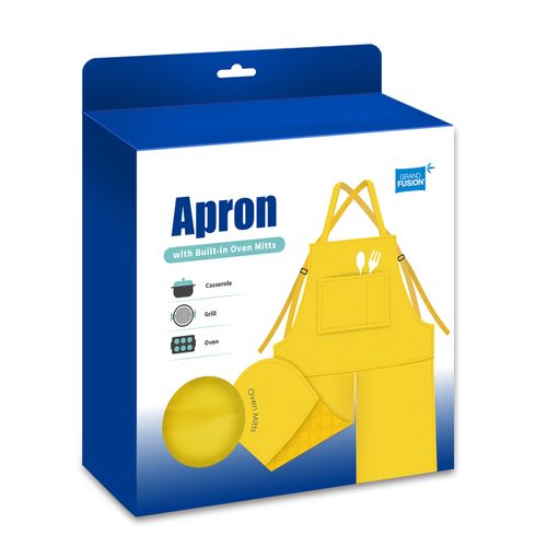Grand Fusion Apron with Built-In Oven Mitts Yellow