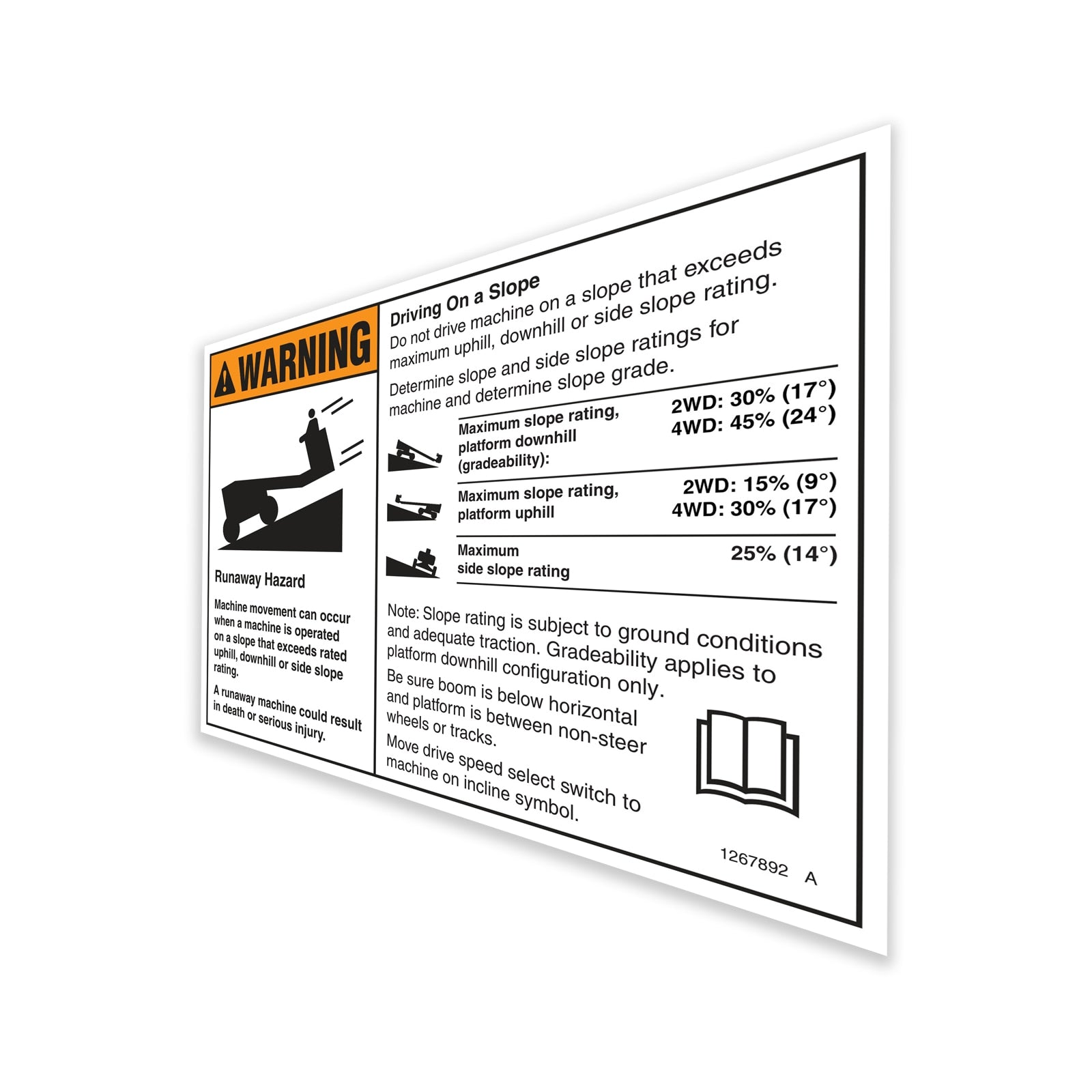 Genie Part # 1267892GT – Decal, Runaway Hazard