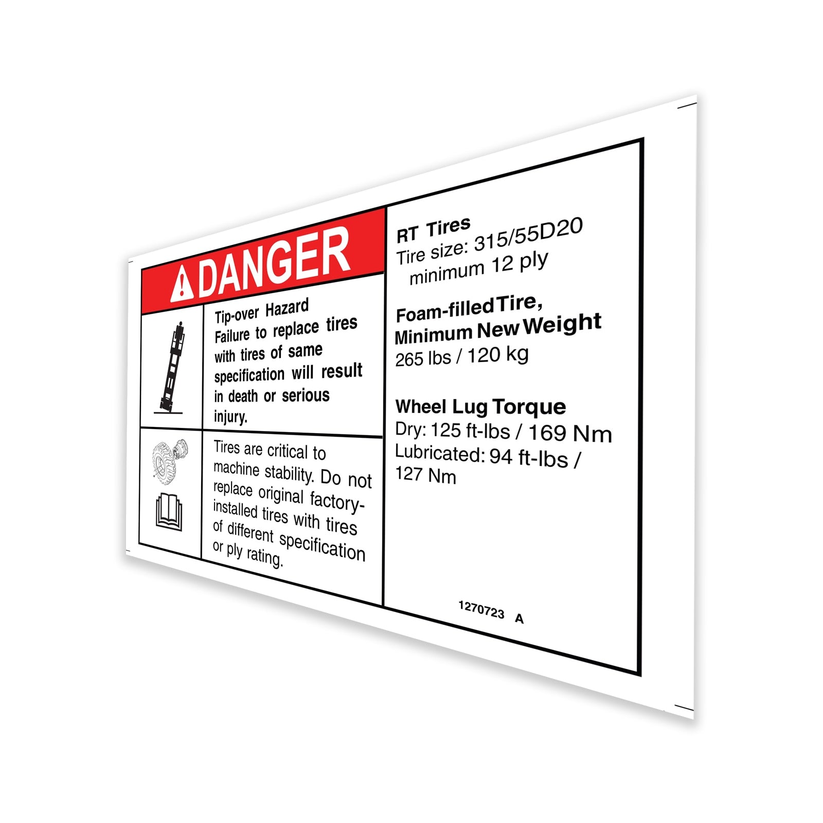 Genie Part # 1270723GT – Decal, Danger, Tip, Foam Tires