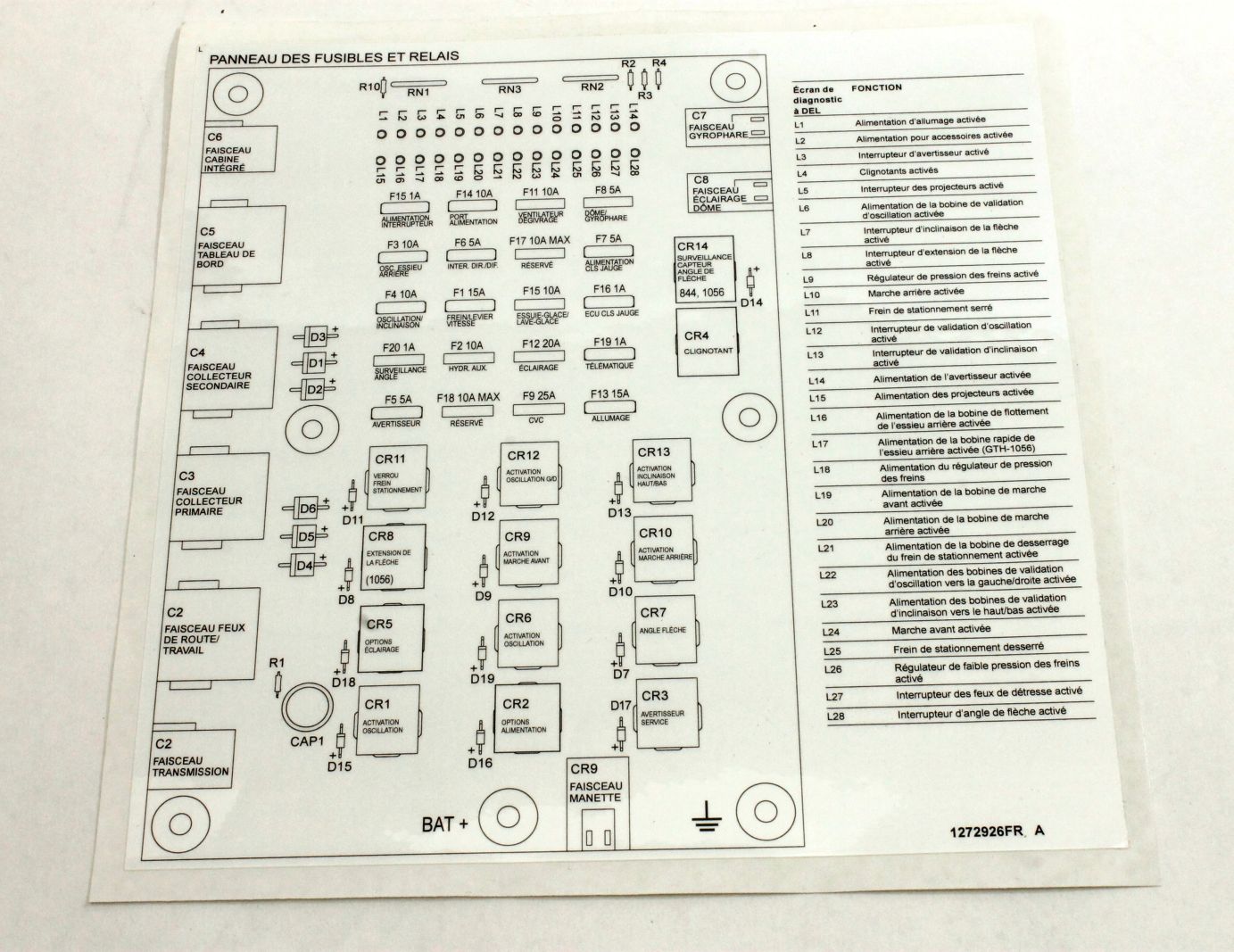 Genie Part # 1272926FRGT – Decal, Fuse/Relay Board