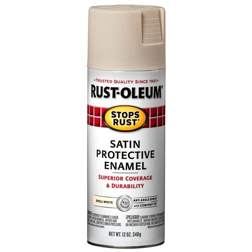 Rust-Oleum Enamel Spray Paint Satin Shell White (12 Oz.)