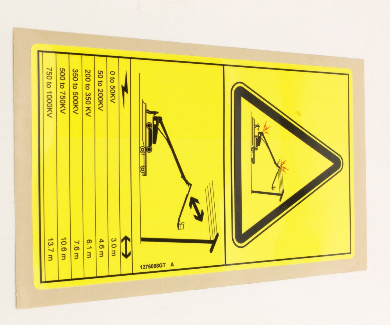 Genie Part # 1276008GT – Decal, Danger, Symbol Elect Hazard, Stow