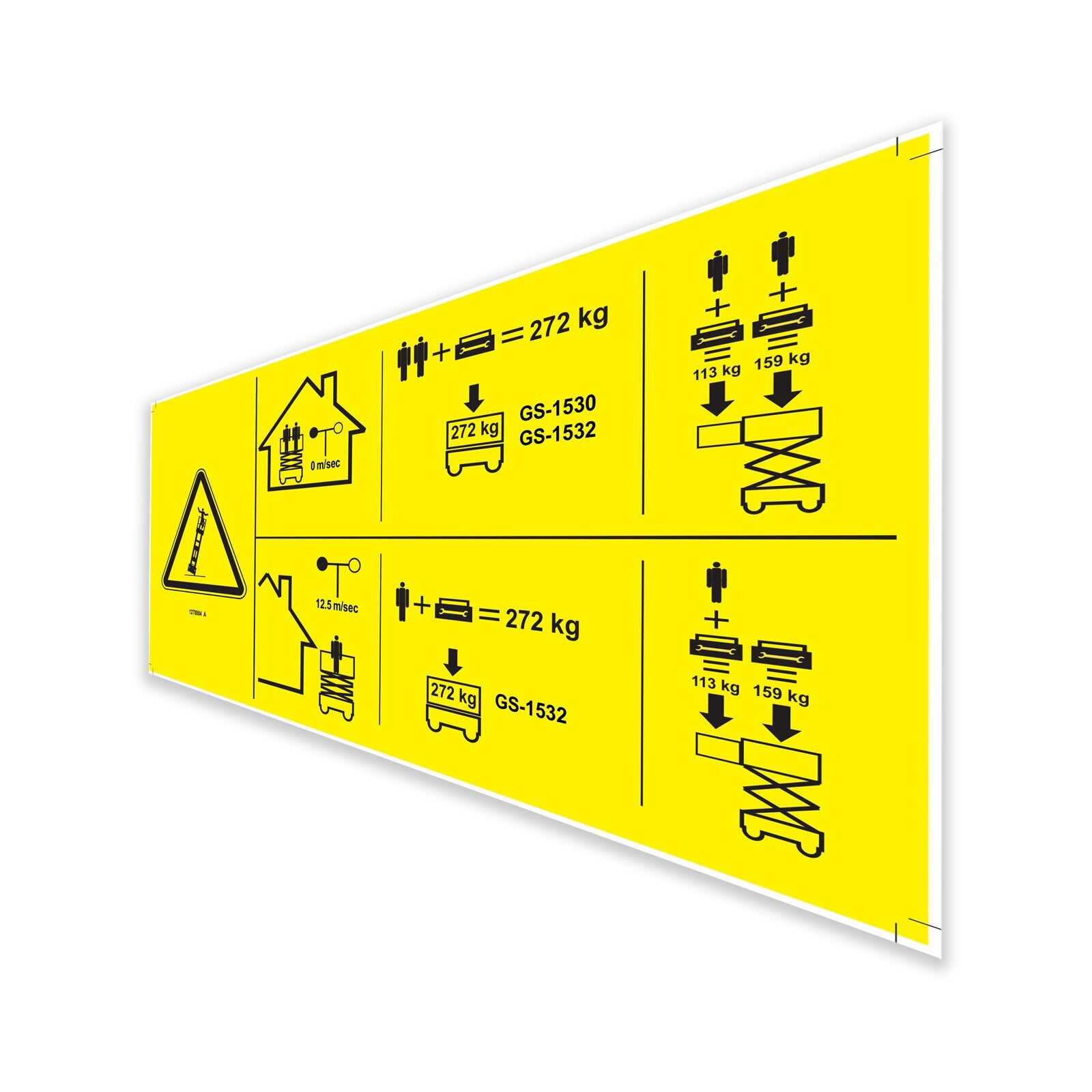 Genie Part # 1278004GT – Decal, Symbol, CE, Maximum Capacity, 272kg