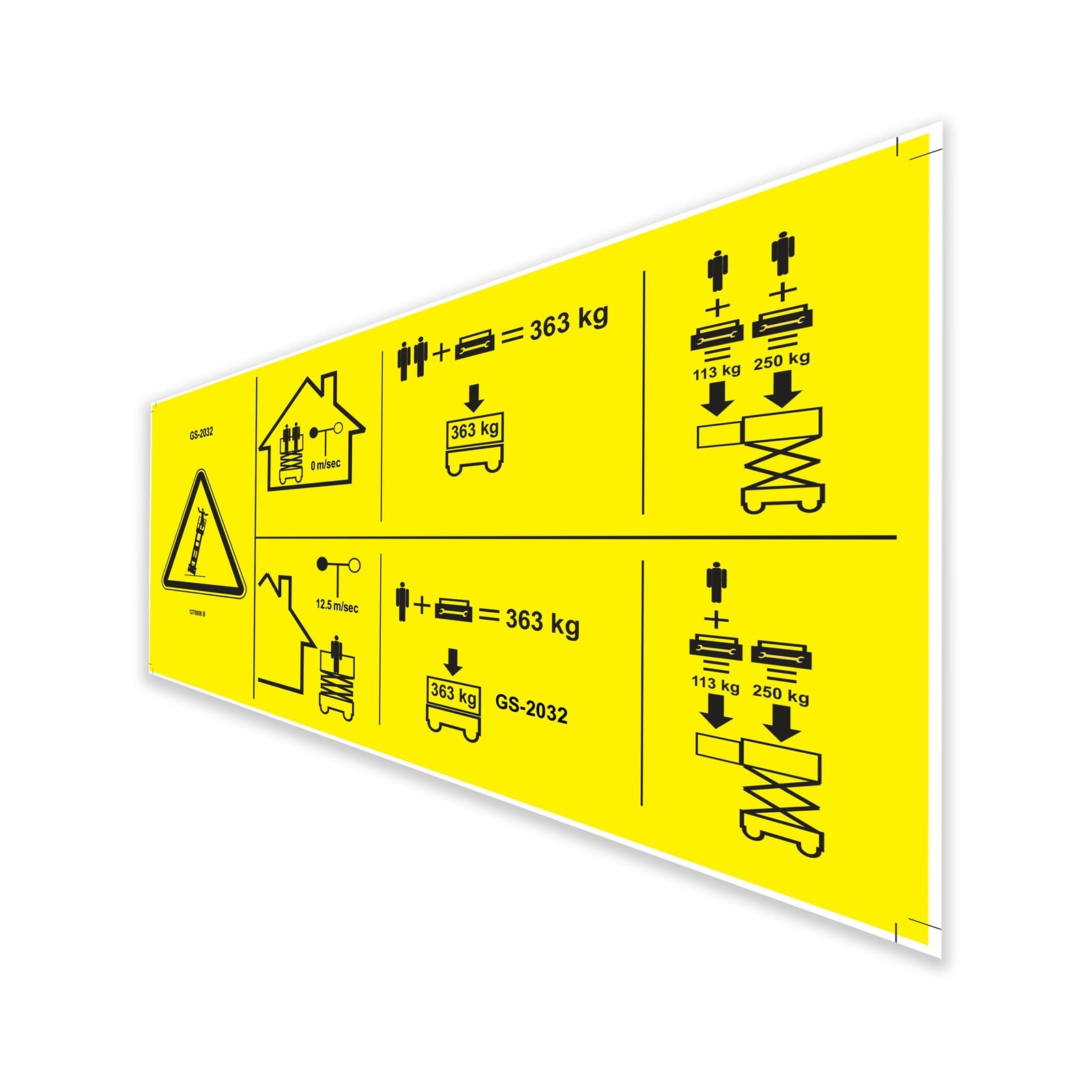 Genie Part # 1278006GT – Decal, Symbol, CE, Maximum Capacity