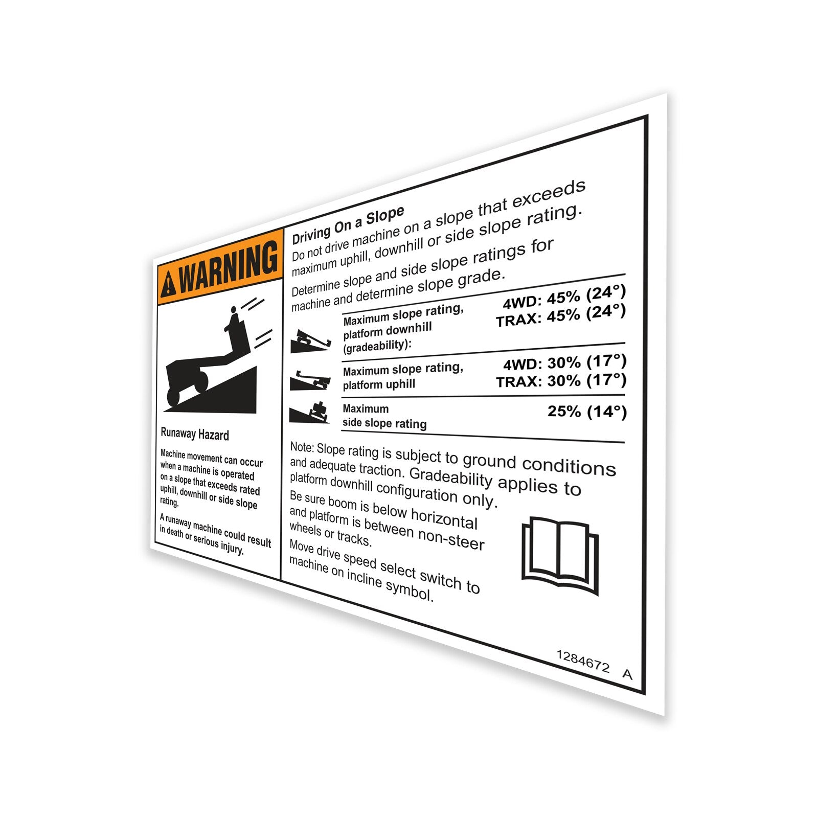 Genie Part # 1284672GT – Decal, Warning, Runaway Machine