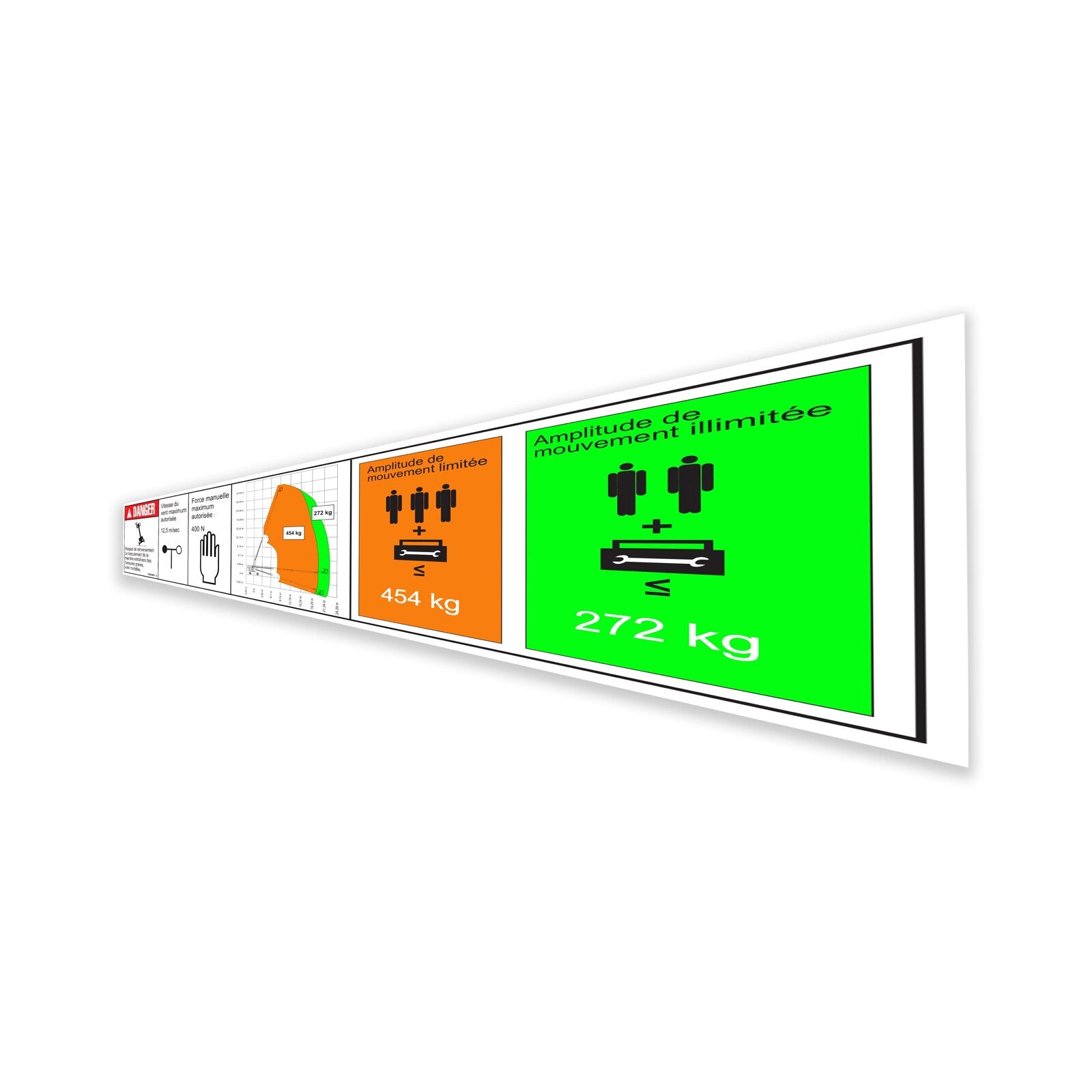 Genie Part # 1288846FRGT – Decal,Danger,Capacity S-85 HF,Word