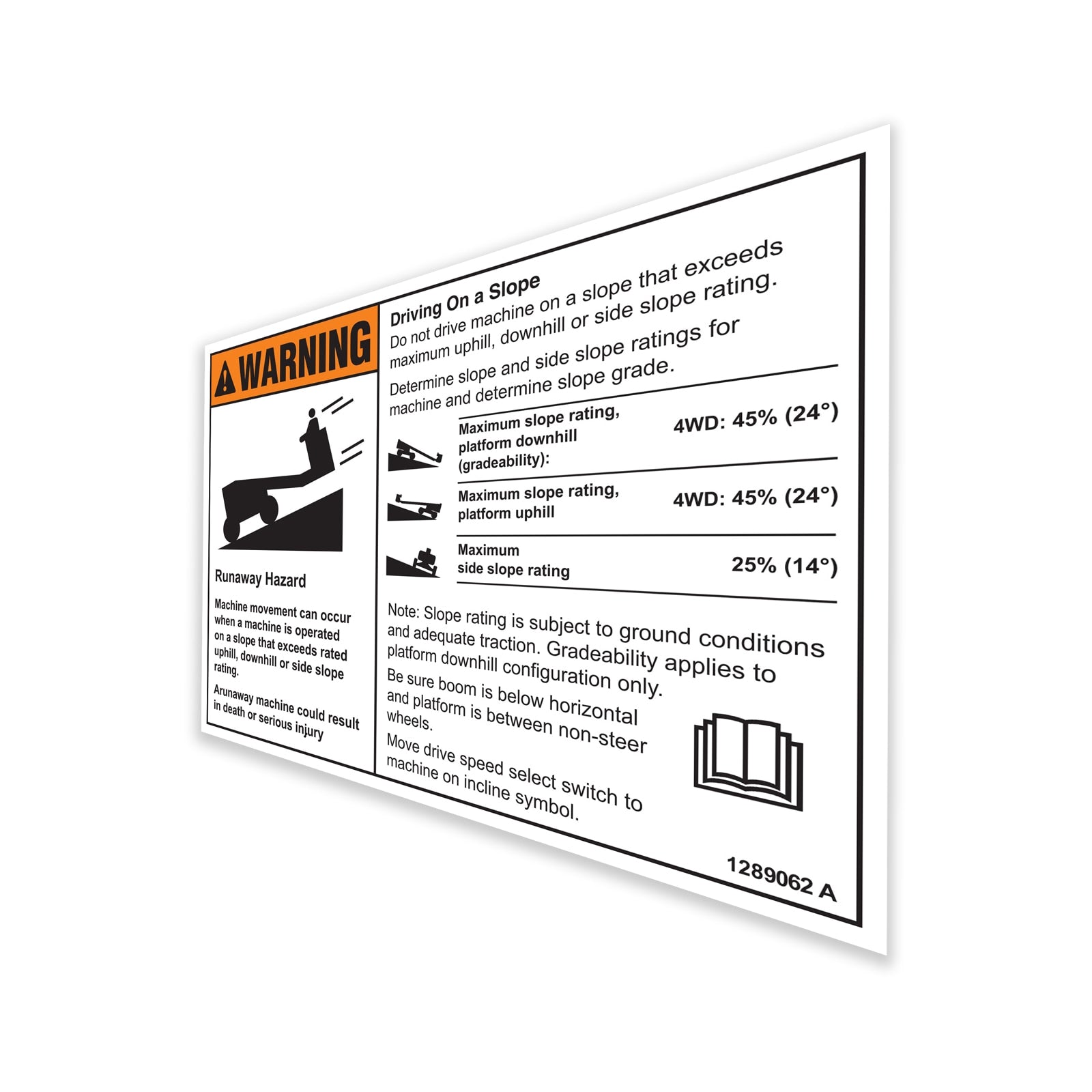 Genie Part # 1289062GT – Decal, Warning, Runaway Machine