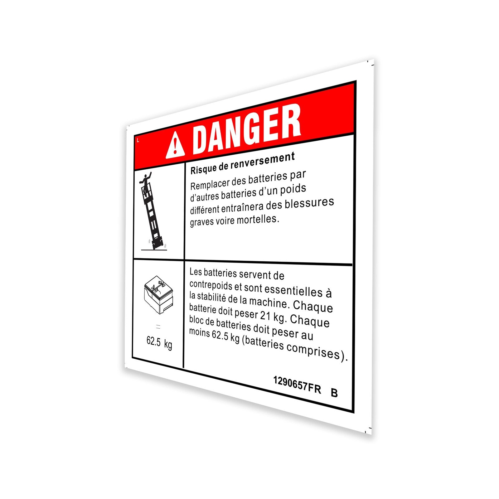 Genie Part # 1290657FRGT – Decal, Danger Tip Over