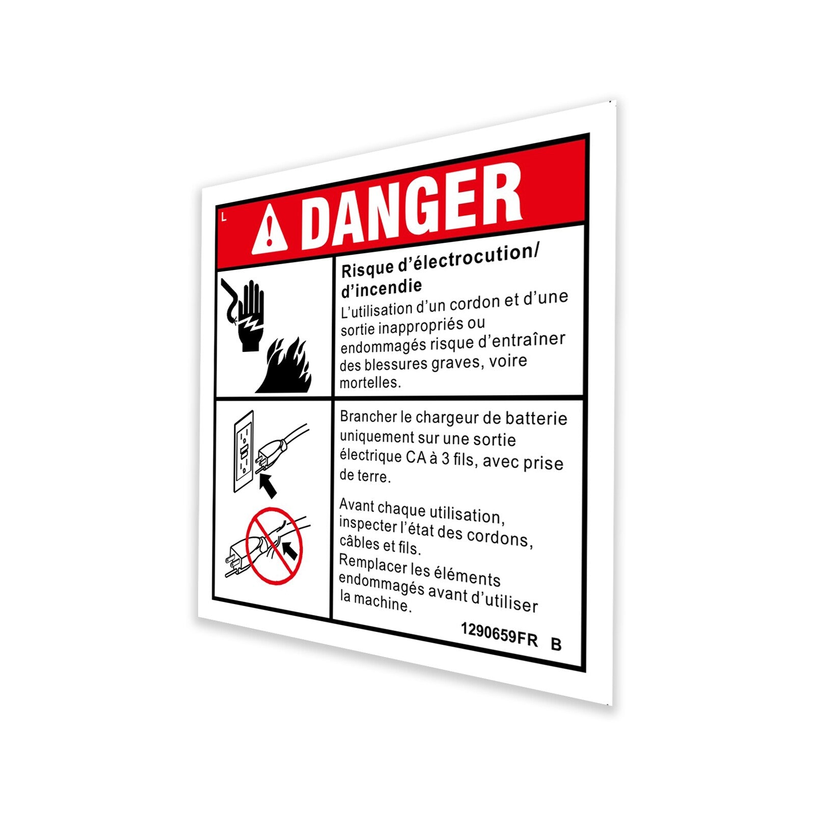 Genie Part # 1290659FRGT – Decal, Danger, Elect Hazard, Plug