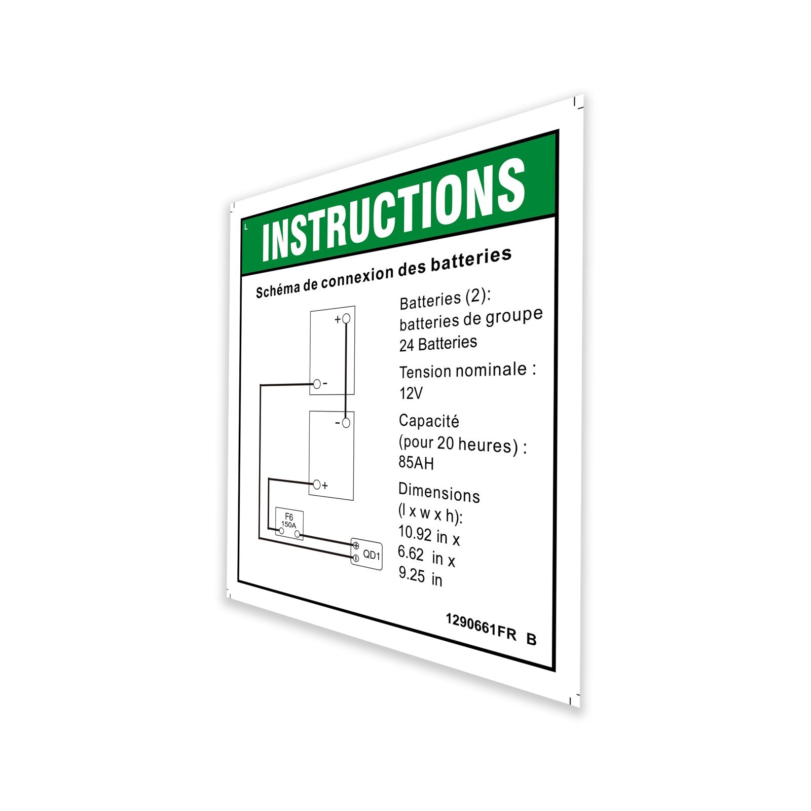 Genie Part # 1290661FRGT – Decal, Instruct, Battery Connect