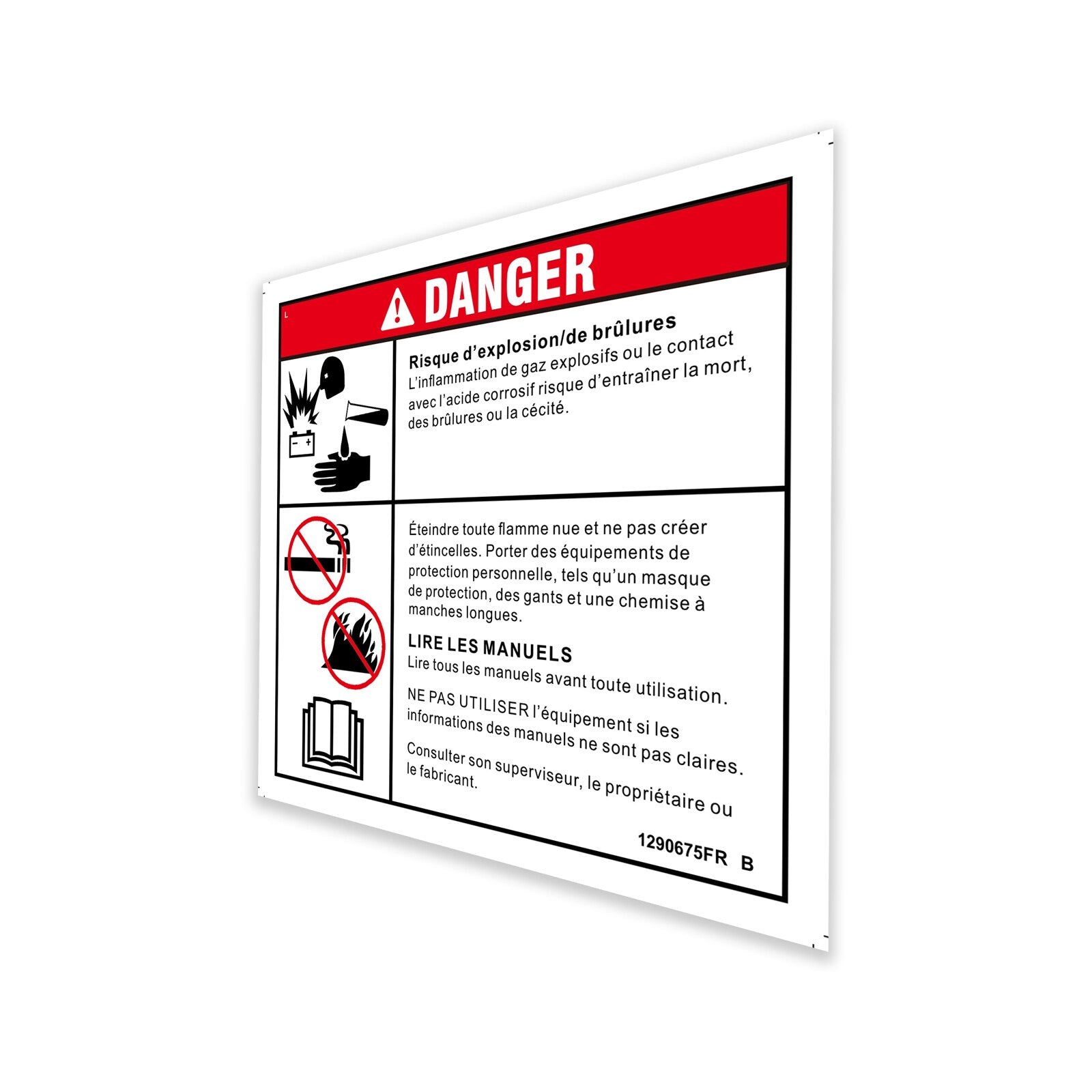 Genie Part # 1290675FRGT – Decal, Danger, Battery Safety
