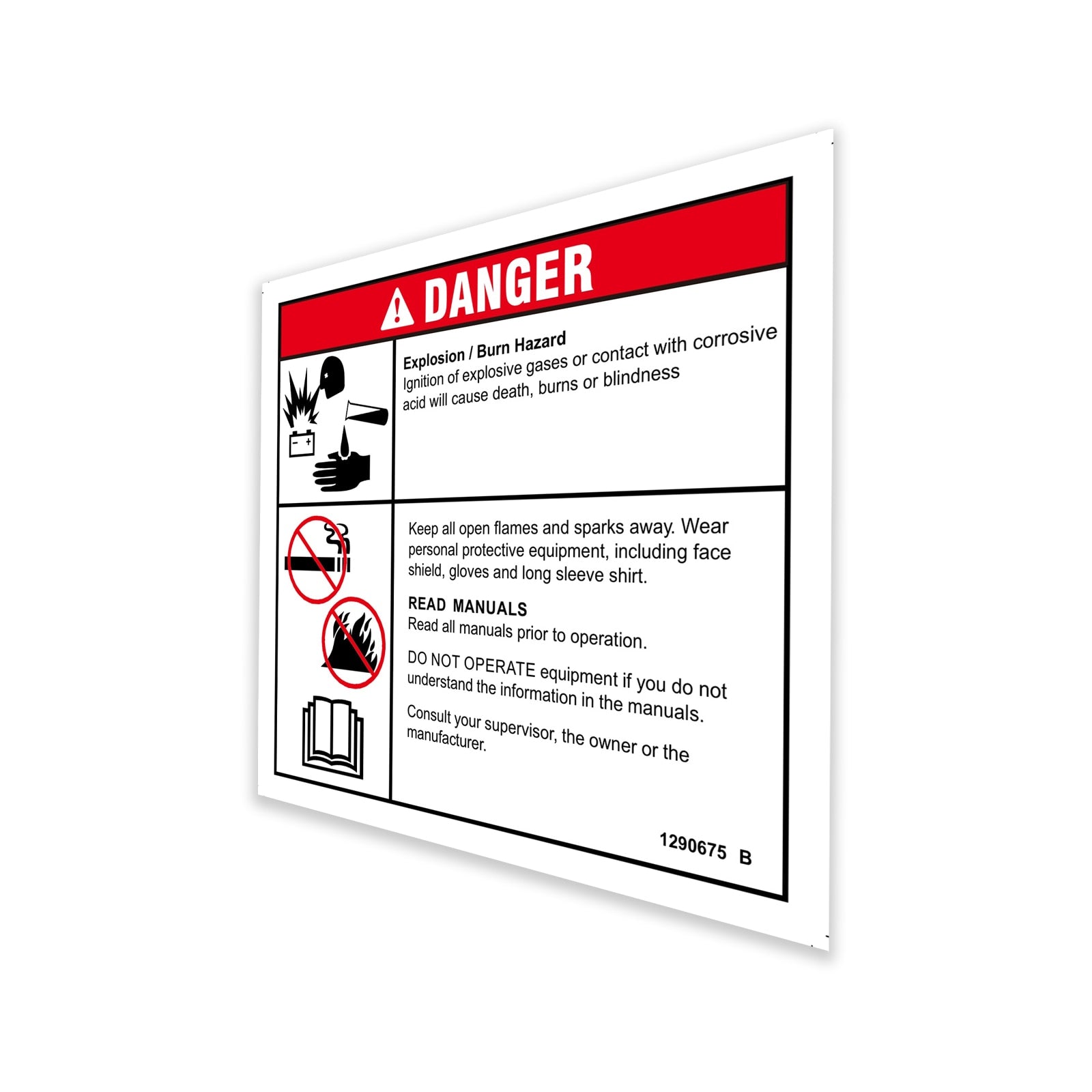 Genie Part # 1290675GT – Decal, Danger, Battery Safety