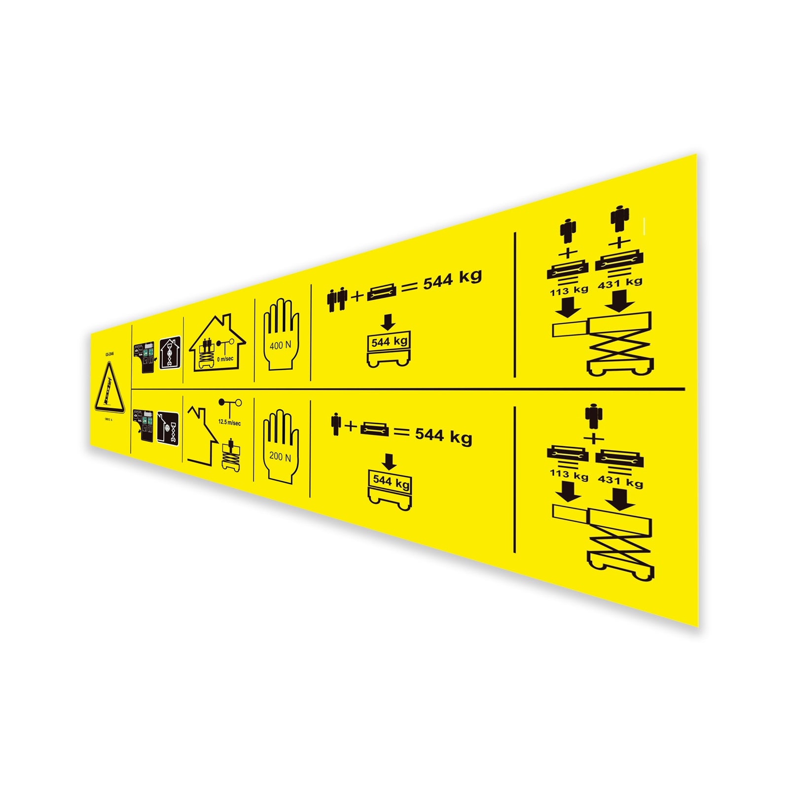 Genie Part # 1296312GT – Decal, Danger, Max Capacity 544kg